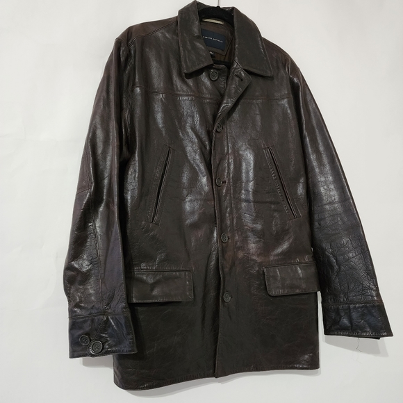 Banana Republic Vintage Men's Brown Leather Jacket XL - Picture 3 of 9